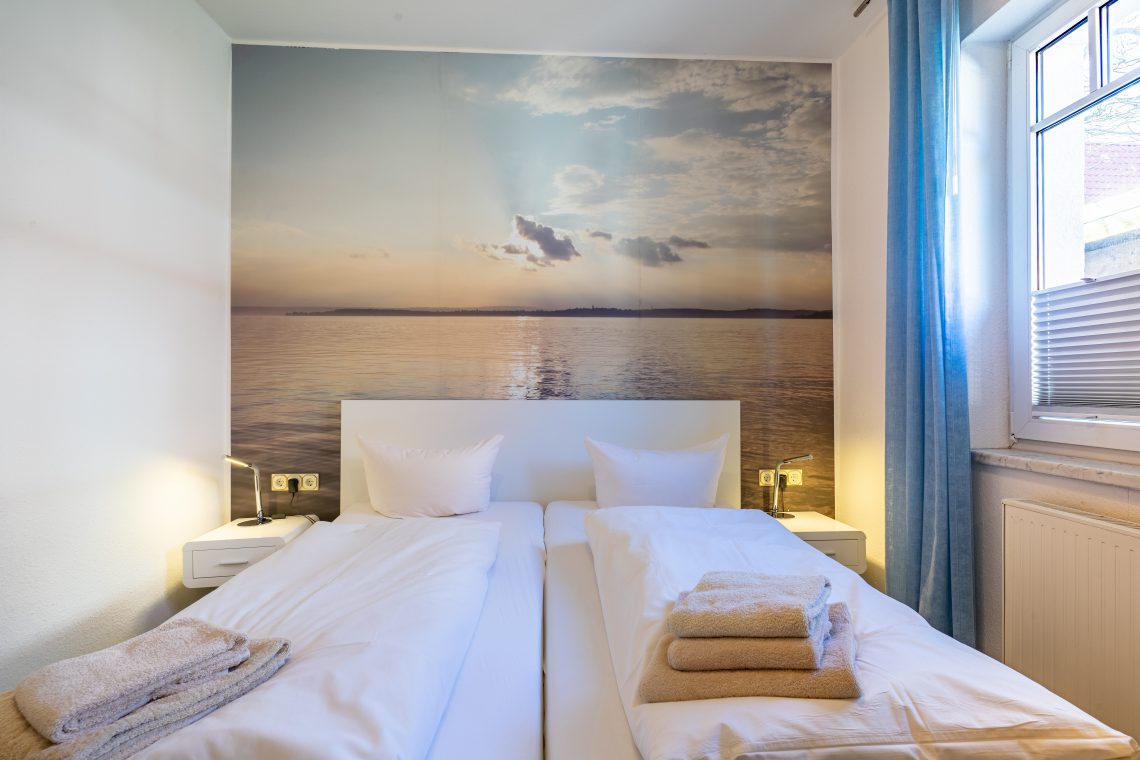 Ferienwohnung Norderney Backbord Schlafzimmer Doppelbett
